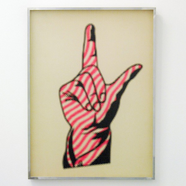 Woody van Amen - Warning to Lichtenstein - Tekening met gouache in lijst met geribbeld perspex